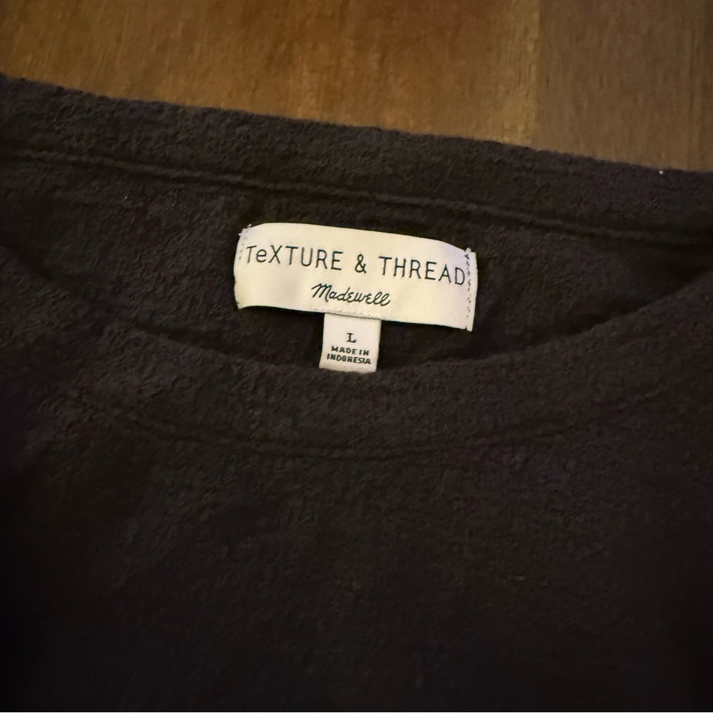 Madewell Texture and Thread Black Textured Blouse - Picture 2 of 4